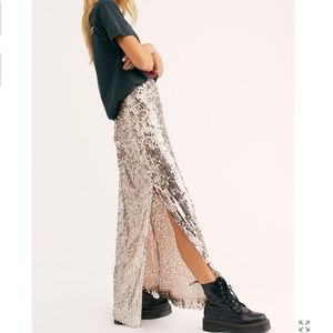 NWOT Free People Sea Shell Sequin Maxi Skirt